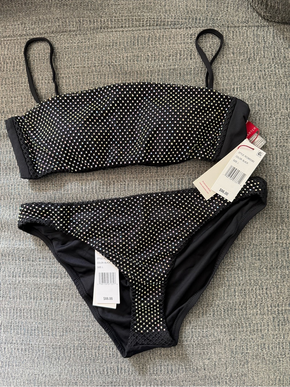 Red Carter Rhinestone Bikini Set - Picture 9 of 11